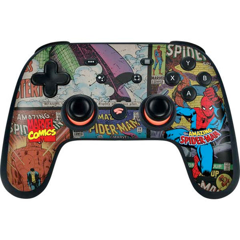 Marvel Classic Comics Amazing Spider-Man Collage Google Stadia Controller Skin